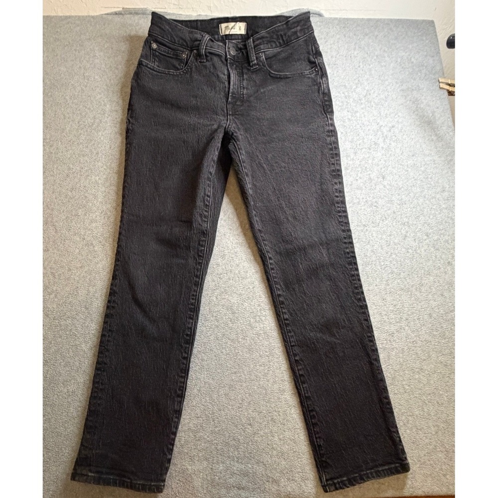 Madewell Mid-Rise Perfect Vintage Jean Faded Black Straight Leg Size 27 - Picture 1 of 8